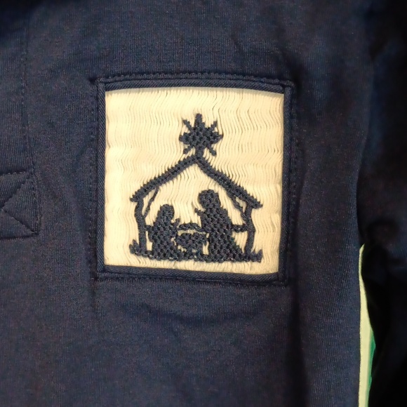 🎄Navy Blue Button Down Shirt with Embroidered Pocket - Picture 2 of 5